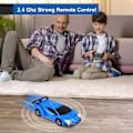 Pikkukuva 3 / 5: Kauko-ohjattava auto, joka muuttuu robotiksi, RC-autot lapsille, 2,4 GHz, 1:18 pyörivä temppuauto, sininen