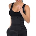 Miniatyrbilde 1 av 5: Midjetrimmerbelte for kvinner, saunadrakt, svetteinnpakningstrener, slankende midjetrener, kroppsslimende formgiver Black XXL