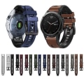 Miniatyrbild 5 av 5: För Garmin Fenix ​​7x Silikon + Läder Quick Release Watch Band Wine Red