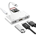 Pikkukuva 1 / 5: Lightning Hub Ipad-sovitin, 6-in-1 Lightning-HDMI-digitaali-AV-muunnin, Tf- ja Sd-kortinlukija, USB kamerasovitin, power
