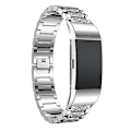 Miniatyrbillede 1 af 5: Diamantbesat urrem i massivt rustfrit stål til Fitbit Charge 2 Silver