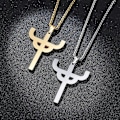 Miniatyrbild 4 av 4: Punk Rock Rostfritt Stål Enstaka Snitt Judas Priest Kors Hänge Halsband För Män Rock Smycken Guld Silver Färg Aldrig Bleka silver