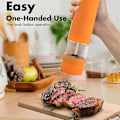 Pikkukuva 3 / 5: Sähkökäyttöinen merisuola- ja pippurimylly ja shaker set, paristokäyttöinen valolla ja säädettävä, 2 kpl pakkaus orange