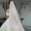 Miniatyrbilde 1 av 4: Bryllup Glitter Brudeslør Champagne Paljetter Bryllupstilbehør champagne 175CM