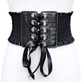 Miniatyrbillede 1 af 5: Dames Talje Stretch PU Læder Wrap Snøre Høj Talje Style Bælte Black