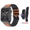 Miniatyrbilde 1 av 5: Ny E500 Blodsukker Smart Klokke Ekg Overvåking Blodtrykk Kroppstemperatur Smartwatch Menn Ip68 Vanntett Fitness Tracker - Smartklokker Brown L-ECG Band