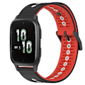 Miniatyrbillede 1 af 5: Til Garmin Forerunner Sq2 20mm Tricolor åndbart silikone urbånd Black-Red-White