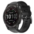 Miniatyrbilde 1 av 5: For Garmin Fenix ​​7 metallspenne ensfarget silikonklokkerem Black