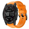Miniatyrbilde 1 av 5: For Garmin Fenix ​​7x metallspenne ensfarget silikonklokkerem Orange