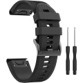 Miniatyrbilde 1 av 5: Silikonbåndklokkerem Fenix ​​5x 26mm bredde kompatibel med Fenix ​​5x/fenix 5x Plus/fenix 6x Pro Black