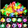 Pikkukuva 2 / 5: Syntymäpäiväjuhlien suosikkeja lapsille Palkinnot Vilkkuvat 12 Pack Led Jelly Light Up Sormukset Lelut Bulkki Pojat Tytöt Lahja Blinky Hehku