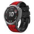 Miniatyrbillede 1 af 5: Til Garmin Fenix ​​7 22mm Silikone Sports 2-farvet urbånd Red-Black