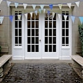 Miniatyrbillede 5 af 5: 40ft Stof Bunting Banner Blå Blomster Vintage Bunting Flag Genanvendelige Bomuld Trekant Flag Guirlande Med 42 stk Vimpler Til Have Bryllup Baby Shower
