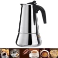 Pikkukuva 4 / 5: 2/4/6/9 kupit Kahvipannu ruostumatonta terästä Mokka Espresso Latte Liesitaso Suodatin Moka Kahvinkeitin Kahvipannu keittiöön Wf1111 450ML