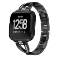 Miniatyrbillede 3 af 5: X-formet diamantbesat urbånd i massivt rustfrit stål til Fitbit Versa Lite Black