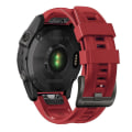 Miniatyrbillede 5 af 5: Til Garmin Fenix ​​7 / 6 Pro / 5 Plus 22 mm sort spænde silikone urbånd Dark Red