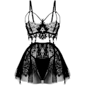 Miniatyrbilde 1 av 5: Plus Size Undertøy for Kvinner Blonde Svart Babydoll Sexy Mesh Høy