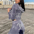 Miniatyrbillede 4 af 5: Kvinder Velvet Juicy Træningsdragt Couture Træningsdragt Todelt sæt Couture Sweatsuits RED M