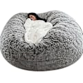 Miniatyrbillede 1 af 2: Lazy Sofa Bean Bag Kunstig Pels Bean Bag Bean Sofa Light grey 150cm*75cm