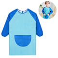 Miniatyrbild 1 av 5: Unisex pojkar Flickor Vattentät konst Smock Barn Målarförkläden med fickor Långärmad & ärmlös Ålder 6-9 år Light blue