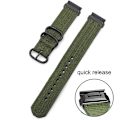 Miniatyrbild 2 av 5: För Garmin Fenix ​​7 Tre-ring stålspänne Nylon watch Army Green