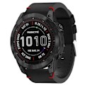 Miniatyrbillede 1 af 5: Til Garmin Fenix ​​7x 26mm Læder Sutur Stål Spænde Urbånd Black