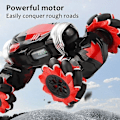 Miniatyrbillede 3 af 4: 2,4ghz 4wd Rc bilradiokontrolstuntbil vrider terrængående køretøjsdrift med lys og musik Red Single Mode