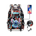 Miniatyrbilde 1 av 4: Lilo og Stitch Skolesekker Kapasitet Ryggsekker Gutter Jenter Usb Lading Reise Stor Bærbar PC Studenter Skolesekk Bagpack photo color21