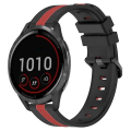 Miniatyrbilde 1 av 5: For Garmin Vivoactive 4 22 mm vertikalt tofarget silikonklokkebånd Black-Red