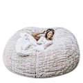 Miniatyrbillede 1 af 2: Lazy Sofa Bean Bag Kunstig Pels Bean Bag Bean Sofa white 135cm*65cm