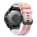 Miniatyrbillede 2 af 4: Til Garmin Fenix ​​7x 26 mm Plain Weave To-farve Quick Release Silikone Watch Band Pink White