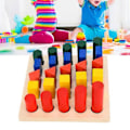 Miniatyrbild 3 av 4: Träsorteringsspel Staplingsleksak Färgade geometriska block Montessori Sensoriskt leksak 25pcs B