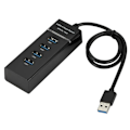 Miniatyrbild 2 av 5: 4 portar USB 3.0 hub splitter höghastighetshubb höghastighets multiexpansion för stationär PC bärbar datoradapter usb 3.0 Hub Black