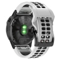 Miniatyrbilde 5 av 5: For Garmin Fenix ​​6x hurtigutløser dobbel rad silikonklokkerem White Black