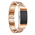 Miniatyrbillede 2 af 5: Diamantbesat urrem i massivt rustfrit stål til Fitbit Charge 2 Rose Gold