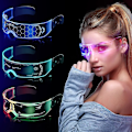 Miniatyrbilde 1 av 5: 3 stk Led visirbriller, 7 farger og 5 modi futuristiske briller Cyberpunk Light Up Goggles selvlysende briller