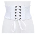 Miniatyrbillede 1 af 3: Dames Talje Stretch PU Læder Wrap Lace Up Høj Talje Style Bælte White