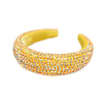 Miniatyrbilde 2 av 5: Kvinners Polstret Fløyel Hårbøyle Bredt Hodebånd Glitrende Holografisk Ab Resin Rhinestone Hodeplagg Yellow