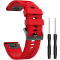 Miniatyrbillede 1 af 5: Silikone urrem Fenix ​​5x 26 mm bredde kompatibel med Fenix ​​5x/fenix 5x Plus/fenix 6x Pro Red