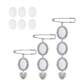 Miniatyrbillede 1 af 4: Bryllupsbuket Foto Charm Diy Pin Broche Making Kit Lacy Frame Charm Oval billedramme med vedhæng til feriehjerte A
