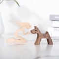 Miniatyrbillede 3 af 4: Par Hunde Træ Skulptur Home Decor Træ Håndværk Statue Carving Ornamenter 3