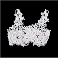 Miniatyrbilde 2 av 2: Beaded Lace fingerløse hansker bryllup brude hansker