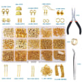 Miniatyrbillede 3 af 5: Gør-det-selv tilbehør til smykkefremstilling Materialepakkesæt med værktøj Smykketilbehør 6 Gold 713 Pieces