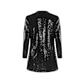 Miniatyrbilde 2 av 4: Paljettjakke for kvinner med åpen front blazer Uformell langermet cardiganfrakk black S