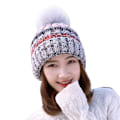 Miniatyrbilde 4 av 5: Dame Vinter Varm Strikket Lue Hette Skjerf Pom Pom Lue Hette Dark Blue