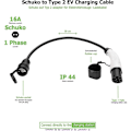 Miniatyrbillede 4 af 5: Ev-stik 16a Type 2 hanstik til Schuko-stik EV-opladningsadapter til EV Ladestation Elec