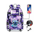 Miniatyrbillede 1 af 4: Lilo og Stitch Skole Tasker Kapacitet Rygsække Drenge Piger Usb Opladning Rejse Stor Bærbar Computer College Studerende Skole Taske Rygsæk photo color8
