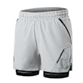 Pikkukuva 1 / 4: 2-in-1 Miesten juoksushortsit vetoketjullisilla taskuilla Nopeasti kuivuvat harjoitusshortsit kuntosaliharjoitteluun Light Grey XXL