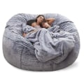 Miniatyrbillede 1 af 3: Lazy Sofa Bean Bag Kunstig Pels Bean Bag Bean Sofa Snow grey 135cm*65cm