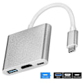 Miniatyrbild 2 av 5: Typ C Adapter, USB 3.1 Hub (usb-c Thunderbolt 3 Port-kompatibel) Till USB 3.0 HDMI Typ C hona Laddare Adapter Converter kompatibel med Macboo Silver gray